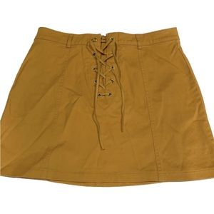 Forever 21 lace up mustard mini skirt size Large